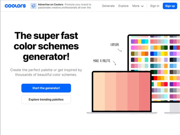 Coolors 簡單快速的配色網站，直接匯出適合的色票