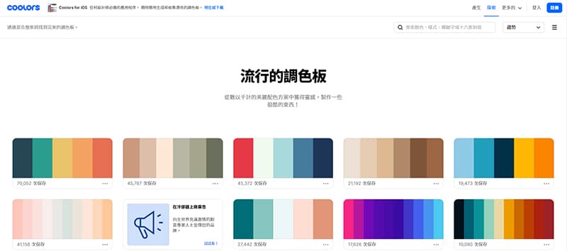 Coolors 流行調色板