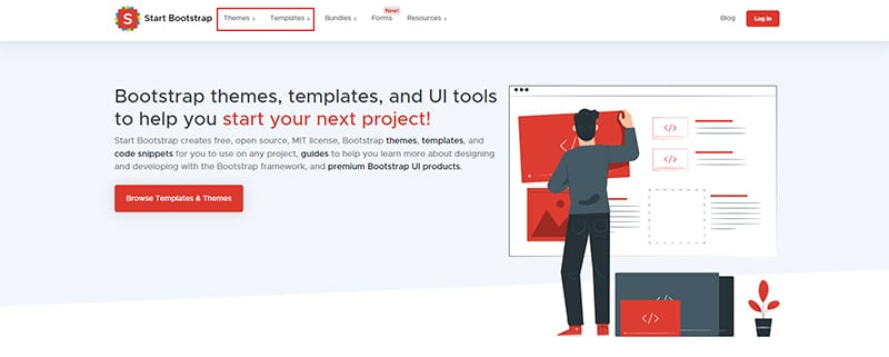 Start Bootstrap 免費模板的下載位置。