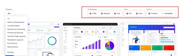 Startbootstrap 篩選器。