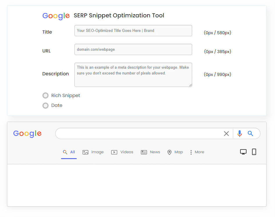 serp snippet optimizer 的操作頁面。