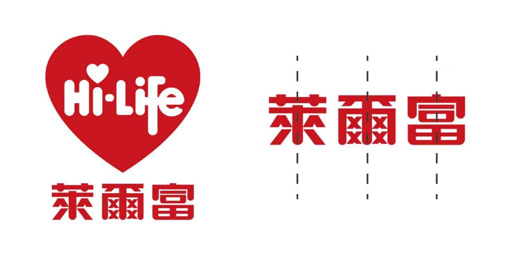 萊爾富標準字對稱呈現。